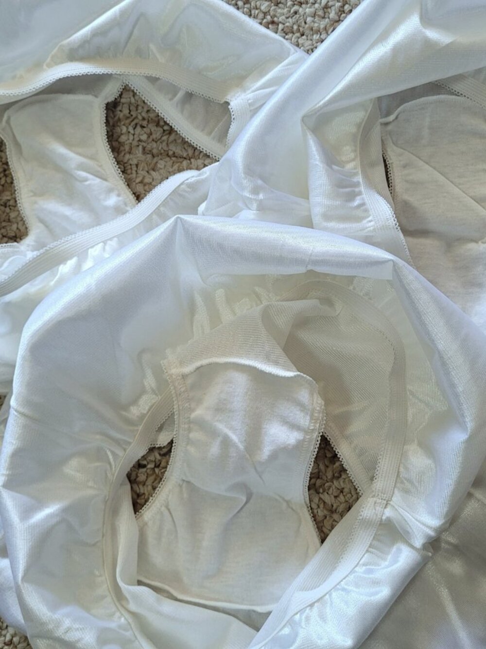 Vintage Nylon Panty Size 9 Brief 3 Pairs Satin White Double Gusset Sissy NWOT - Picture 6 of 10